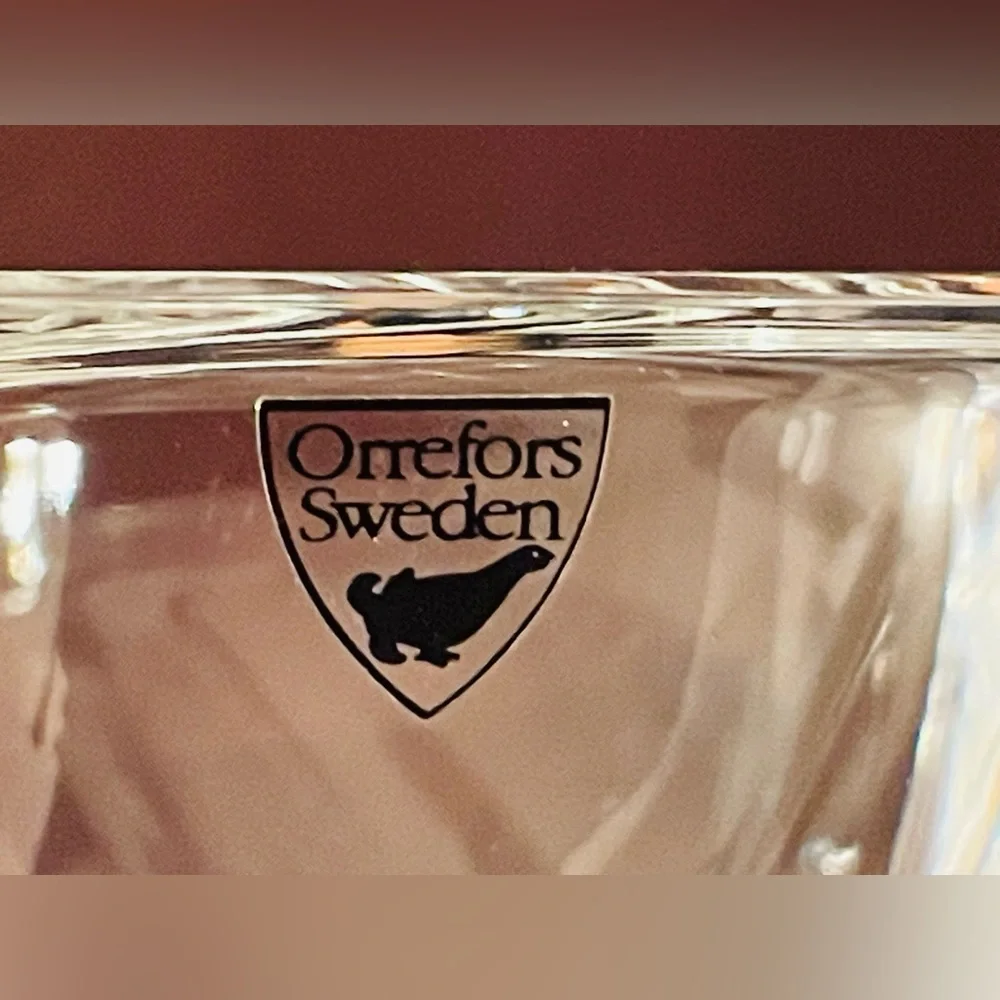 Stunning Vintage Orrefors Sweden Mid-Century Crystal Tornado Heavy Bowl 7 Inch